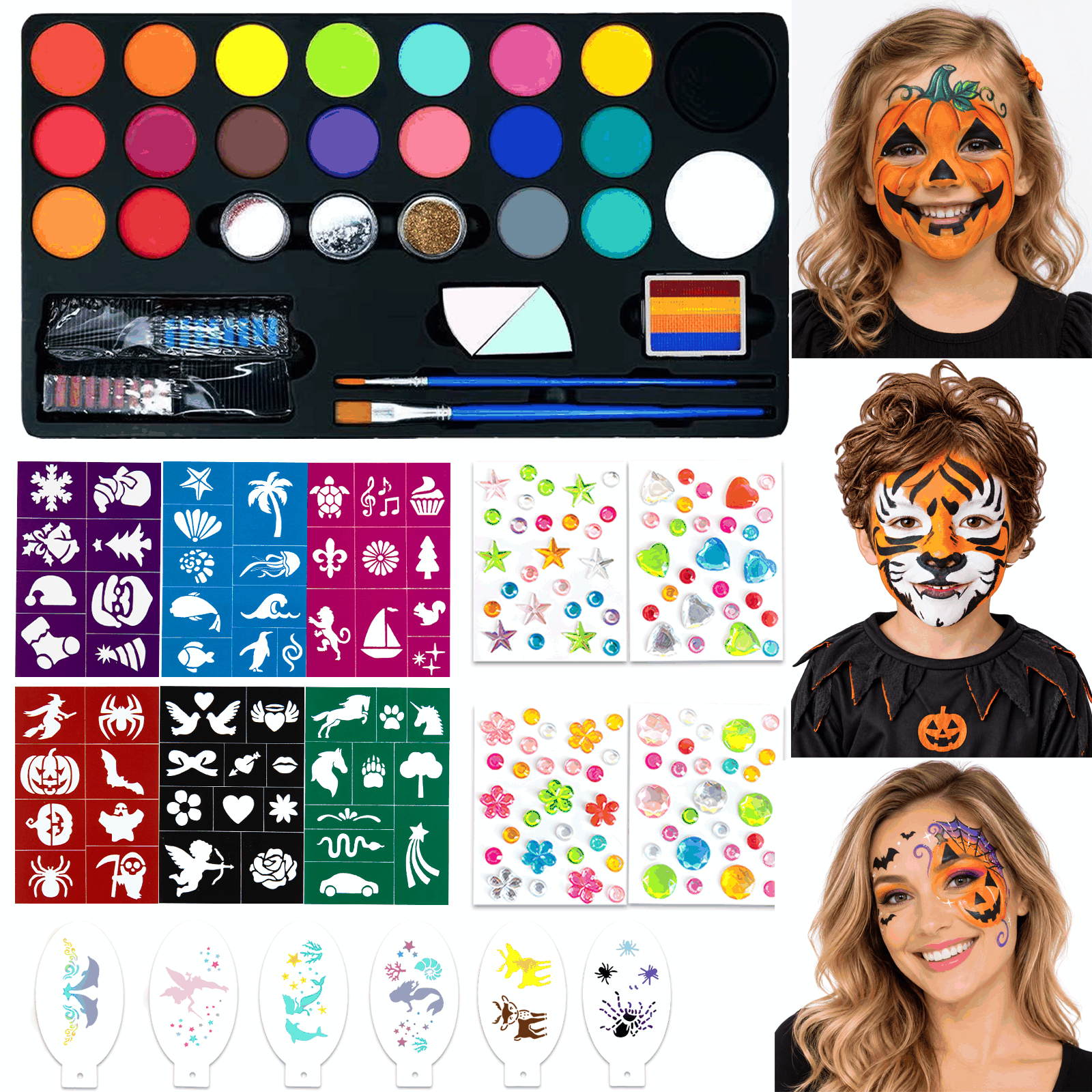 VIVTROVK 20 Colors Face Painting Kits, Water Based Face Painting Kits for Birthday Parties, Cosplay and Festivals